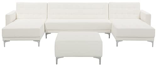 Beliani Schlafsofa U-förmig Kunstleder weiß mit Ottomane Aberdeen