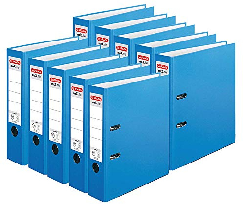 herlitz Ordner A4, maX.file protect, maXimale Qualität (8cm Breit, Acqua, 10er Pack)