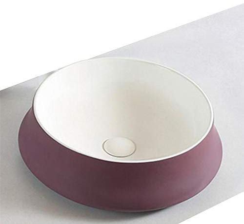 BERNSTEIN Aufsatzbecken KW6188 aus Keramik - 45,5 x 45,5 x 15 cm - 5 Jahre Garantie -Waschbecken in Violett/Weiß, Waschtisch Mit Blende Chrom