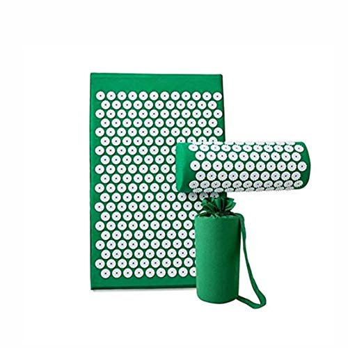 Popoti Body Pain Acupuncture Spike Yoga Mat with Massage Pillow/Mat Massage Relaxation Cushion Relieve Acupressure Mat CXR (Green 2)