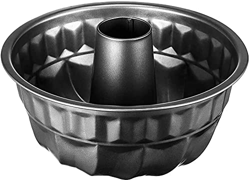 Space Home - Molde Savarin - Molde Redondo para Bizcochos - Molde de Repostería - Acero - Revestimiento Antiadherente - Diámetro 22 cm - Negro