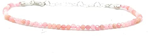 Eloboe essence Bracelet opale rose pierre naturelle 2 mm d'épaisseur en argent sterling réglable de 16 mm à 19 mm