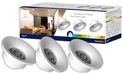 tint 3er-Set Smarte LED Spotlights – Steuerbar per Alexa oder Fernbedienung – Einbauleuchten mit weißem (1800-6500 K) und farbigem Licht RGB – Ø 76 mm Bohrloch, 100 mm Einbauhöhe