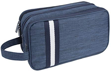 Trousse de Toilette Hommes, Trousse de Maquillage Grande Sac de Toilette Voyage Kit de Rasage Dopp Organisateur de Toilette pour la Salle de Bain la Gym et Les Vacances Bleu Marine