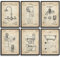 MONOKO MONOKO Poster Badezimmerbilder, stilvolle Wandbilder Toilette, WC, 6er-Set, ohne Rahmen, Set WC, Patent, Vintage, 6 x A4 21 x 29,7 cm