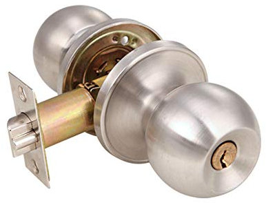 Serrure de porte ronde, serrure de pièce, serrure à poignée ronde,cylindre de clé en cuivre pur-Convient pour une épaisseur de porte de 35 mm à 55 mm_la norme