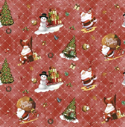 PVC Tischdecke Schneemann rot Wachstuch Weihnachten • Eckig • Länge & Breite wählbar • abwaschbare Tischdecke Xmas Nikolaus Santa, Größe:140 x 140 cm