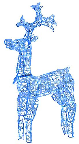 vidaXL Rentier Weihnachtsdekoration 90 LEDs Beleuchtet Weihnachtsbeleuchtung Weihnachtsdeko Deko Figur Innen Außen 60x16x100cm Acryl