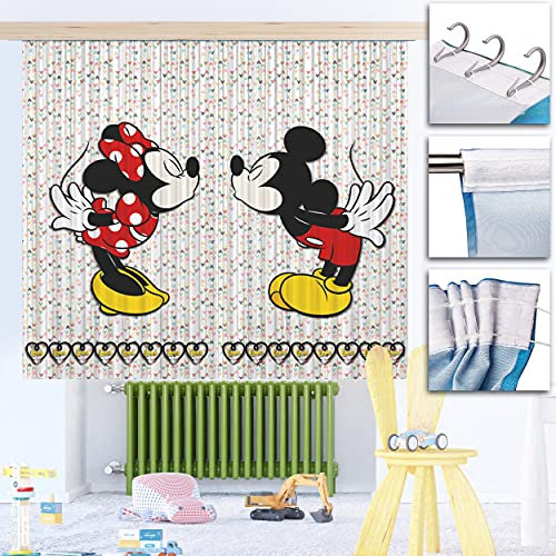 alles-meine.de GmbH Vorhang/Gardine Motiv & Größe frei wählbar 2 TLG. Set Fertigschal - - Mickey & Minnie Mouse - 2X - 90 * 160 cm lang - Blickdicht - Kräuselband - leich..