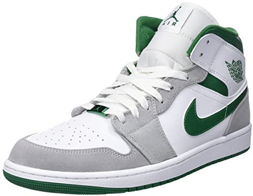 Jordan 1 Mid SE, Grau, Weiß/Kieferngrün-Hellrauchgrau, 43 EU