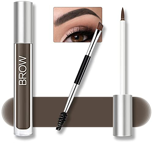 Gel de cejas resistente al agua para maquillaje de cejas, semipermanente, líquido tintado con pinceles, resistente al sudor, natural (Black Brown)