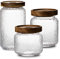 NUTRIUPS Bocaux en Verre Hermétique, 3 Pièces Bocal Hermetique, Pot en Verre Avec Couvercle Bois, Bocaux Verre (350ML+500ML+750ML)