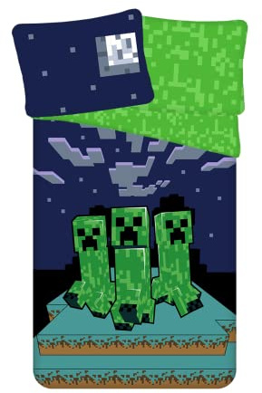 Minecraft Bettwäsche Set Bettbezug, 140x200 + 60x80, 100% Baumwolle, ** Schlaf fest **