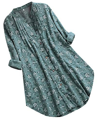AMhomely Womens Casual Long/Short Sleeve Tops Loose Pleated Tunic Shirts Ladies Summer Henley Shirts Casual T-Shirt Short Sleeve V-Neck Sweatshirt Tops Blouse UK Size S-5XL
