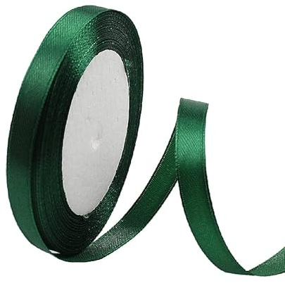 Satinband DunkelGrün 10mm, 23 Meters Dekoration Präsent Geschenkband Breit Schleifenband, Stoffband für Kleid Hochzeit, Taufe und Geburtstag Geschenke,Satin Dekoband, Deko Band Geschenkverpackung