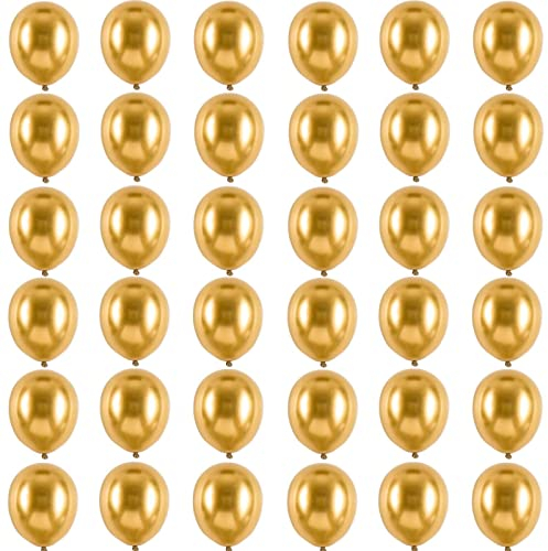Kleine Luftballons Metallic Gold 5 Zoll für Party Glänzende,36 Stück Mini Metallisches Chrom Gold Latex Luftballons Helium Ballons für Geburtstag,Hochzeit,Babyparty Graduierung Weihnachts Dekorationen