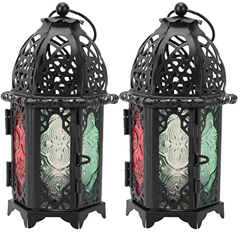 Vintage Laternen Set, Teelichthalter Metall Schwarz, Aufhängbar für Innen Außen, 16x7x7 cm, Retro-Eisen für Hochzeiten und Veranstaltungen
