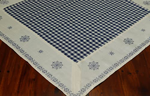 Landhaus Tischdecke Karo blau/weiß Bestickt 85x85 blau