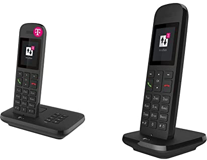 Telekom Telefon schnurlos Sinus A12 mit Anrufbeantworter & Telekom Festnetztelefon Speedphone 12 in Schwarz schnurlos | Zur Nutzung an aktuellen Routern mit DECT-CAT-iq Schnittstelle, 5 cm Farbdisplay