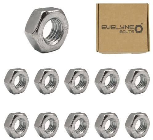 M10 (10mm) Steel Hex Nuts - Standard Thread - Pack of 10