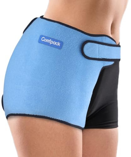 Comfpack Hip Ice Pack Wrap für Verletzungen, wiederverwendbar, Hüftbandage mit Heiß-Kältepackung, Hüftgel-Kit zur Schmerzlinderung, Bursitis, Ersatzchirurgie, Hüftverletzungen, Hüftbeugungsschmerzen