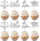 Cupcake-Topper für Anwalt 2023, Abschlussfeier, Glitzer, Klasse von 2023, Grad Kappe, Law School Survivor Cupcake Picks für 2023 Anwalt, Abschlussfeier, Party, Kuchendekorationen, Zubehör, Silber, 24