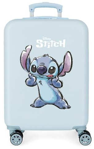 Disney Stitch Naughty Make a Face Kabinenkoffer Blau 38x55x20 cm Starres ABS Seitliches Zahlenschloss 34L 2 kg 4 Doppelrollen Handgepäck