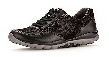 Gabor Damen Low-Top Sneaker, Frauen Halbschuhe,Wechselfußbett,schnürschuhe,Plateausohle,straßenschuhe,Strassenschuhe,schwarz,42 EU / 8 UK