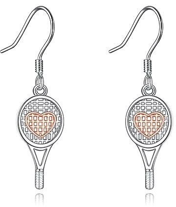 Tennisschläger Ohrringe für Damen Tennis Hängend Ohrringe Sterling Silber Tennis Ohrhänger Tropfen Ohrringe Sport Schmuck Geschenke für Mädchen Tennis Liebhaber (A-Tennisschläger Ohrringe)