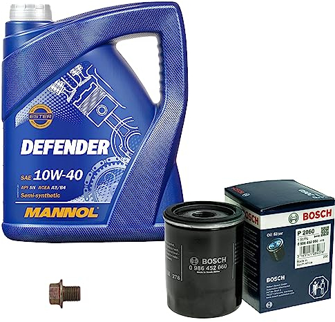 Inspektionspaket Wartungspaket Filterset mit 5 L Motoröl Defender 10W-40, Ölfilter, Verschlussschraube