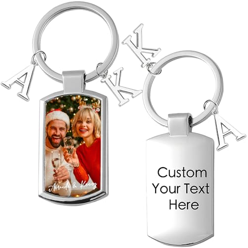 Easycosy Schlüsselanhänger personalisiert mit Foto und Gravur - individuelle doppelseitige Schlüsselanhänger mit Bild selbst gestalten als Vatertagsgeschenk für Papa Opa zum Vaterrtag Männertag