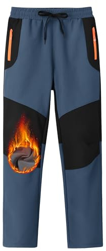 Boy Winter Cargo Hiking Pants Waterproof Kids Snow Pants Grey Blue14-16