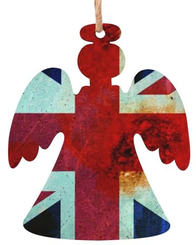Christmas Ornaments Vintage Union Jack British Flag Printed Christmas Wooden Ornament Christmas Tree Decorations Wooden Hanging Ornaments For Xmas Home Decor