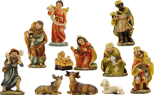 FADEDA 11x Krippenfiguren/Höhe:5 cm/handbemalt/detailgetreue Krippen Figuren - Weihnachten Tisch Dekoration Krippe Zubehör