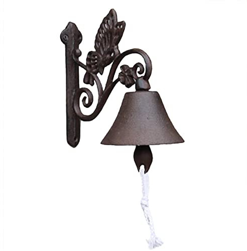 TiLeze Door Knocker, Antique Wall Hanging Doorbell Outdoor Dinnerbell with Pretty Flowers Vine, Yard Garden Front Gate Iron Bells (Color : Red)