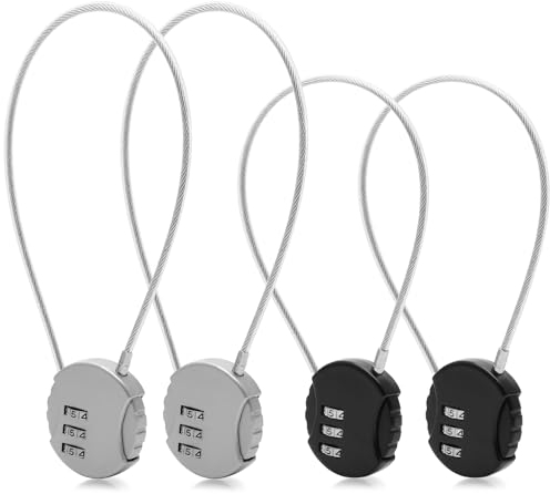 4 Pièces Cadenas Code Cable Long, Cadenas à Combinaison à 3 Chiffres, Cadenas Code Valise Avion, Cadenas Code Casier pour College Sport, (2 Tailles)