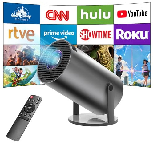 Proyector Portatil, 4K Mini Proyector Pantalla Proyector con Android 11,2.4/5G WiFi Bluetooth 5.0,Giro de 180 Grados,Keystone Automática Proyectores, Compatible con Teléfono/PC (Gris Negro)