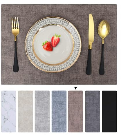 Homaxy Tischsets Abwaschbar 4er Set, Wasserdicht Tischset, Platzsets Abwischbar Doppelseitigen, Platzset Leder, rutschfest Platzdeckchen, Schön Tischuntersetzer, Dunkelbraun