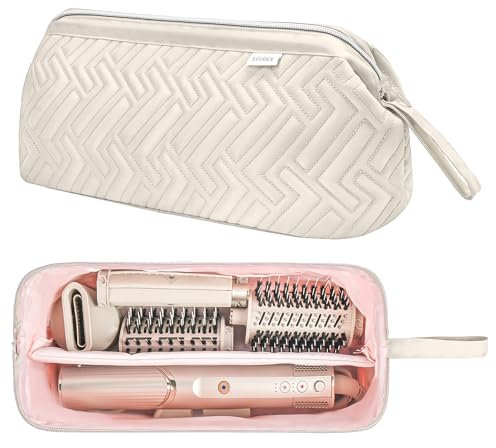 Leudes Hair Tools Travel Bag for Shark Flexstyle Carrying Case Portable Shark Hair Air Wrap Dryer Case Waterproof Dustproof Flat Curling Iron Travel Organizer (Beige)