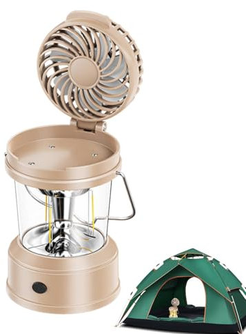 Ventilateur de lanterne de camping rechargeable, ventilateur de tente extérieure avec lumière - Lumière de ventilateur de camping pour tente - Lampe de Camping pliable, pour tente, atmosphère chaude,