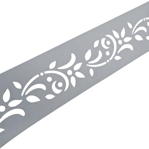 zaun|zu Premium dekor Floral #1 | Sichtschutzstreifen mit Lasermuster für Doppelstabzaun | Sichtschutz | Polypropylen | Made in Germany | UV-Stabil | modernes Design | Höhe 19cm Fenstergrau 2,55m