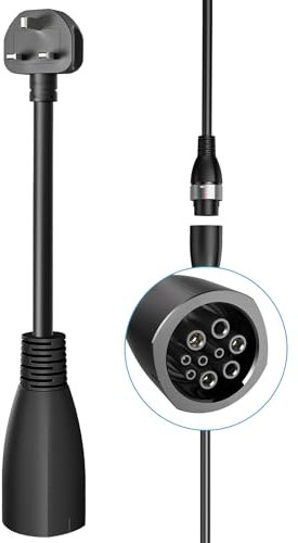 QIAO)) 13A UK 3 Pin Side Plug Type 2 Basic EU Adaptors, Portable Electric Cars Vehicle Charger Charging Connector for All Q9 Q20 Q21 EV Models