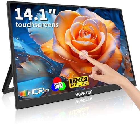 HGFRTEE Pantalla táctil de 14 pulgadas, 1920 x 1200 WUXGA, pantalla táctil de 16:10,10 puntos, IPS, gran angular de 178°, sRGB 100%,60 Hz, altavoz, USB-C, Mini-HDMI, VESA, soporte plegable, Windows