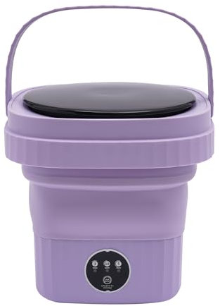 MINRS 6L Mini Waschmaschine Faltbare, Camping Waschmaschine mit Schleuder Faltbare Tragbare Mobile Washing Machine Klein für Unterwäsche, Babykleidung, anderen Kleinen Kleidungsstücken (Lila)