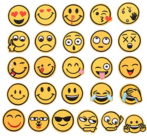 Aufnäher zum Aufbügeln, 26 Stück, Emoji, Knieschoner für Kinder, Patches für Rucksäcke, Jeans usw