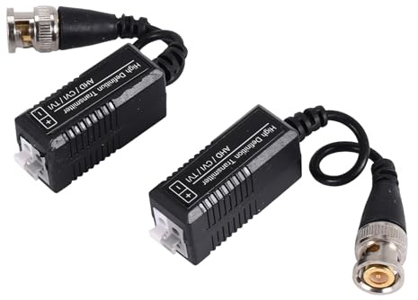 Rtxbvg 4 Paar 8 Stück passiver Balun-Video-Sender und Transceiver mit Kabel für 1080P TVI/CVI/AHD / 960H DVR Kamera CCTV-System, BNC-Stecker auf UTP CAT5 / 5E / 6 / 6E Kabel
