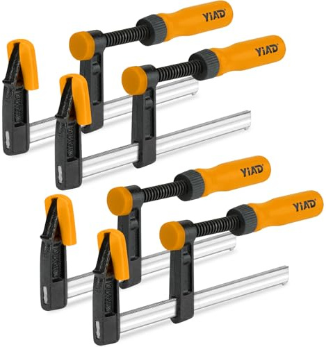 WiseLifeTech 6-Inch Bar Clamps 4-Pack - 300 lbs Grip, Quick-Release F Clamps, Ergo Handle for Woodworking, DIY & Crafts