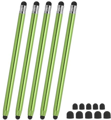 PATIKIL 5 Pcs Stylos pour Écrans Tactiles, 2 en 1 Stylo Capacitif Haute Sensibilité Universel pour Téléphones Tablettes Ordinateurs Portables Écrans, Vert
