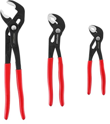 MAXPOWER 7 10 12 Water Pump Pliers Set, Quick Adjustment Push Button Locks Pliers, with Max Jaw Capacity 25 mm 35 mm 40 mm
