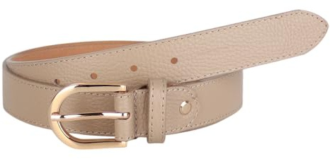 MIRROSI Ledergürtel Damen Herren Gürtel, Made in Italy, 3cm breit (Helltaupe (Goldene Schnalle), 85cm)